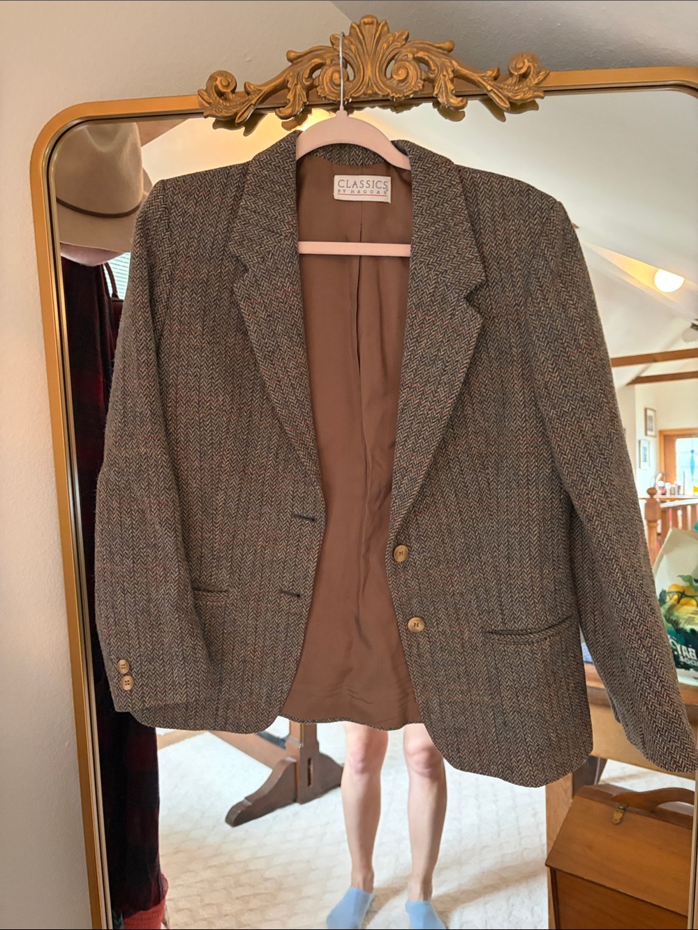 Classic Brown Tweed Herringbone Women's Blazer